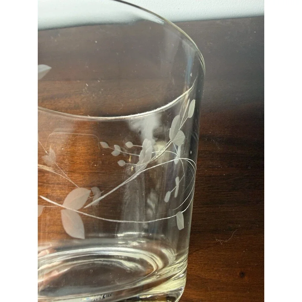 Vintage Princess House Heritage Crystal Ice Bucket Etched Flowers